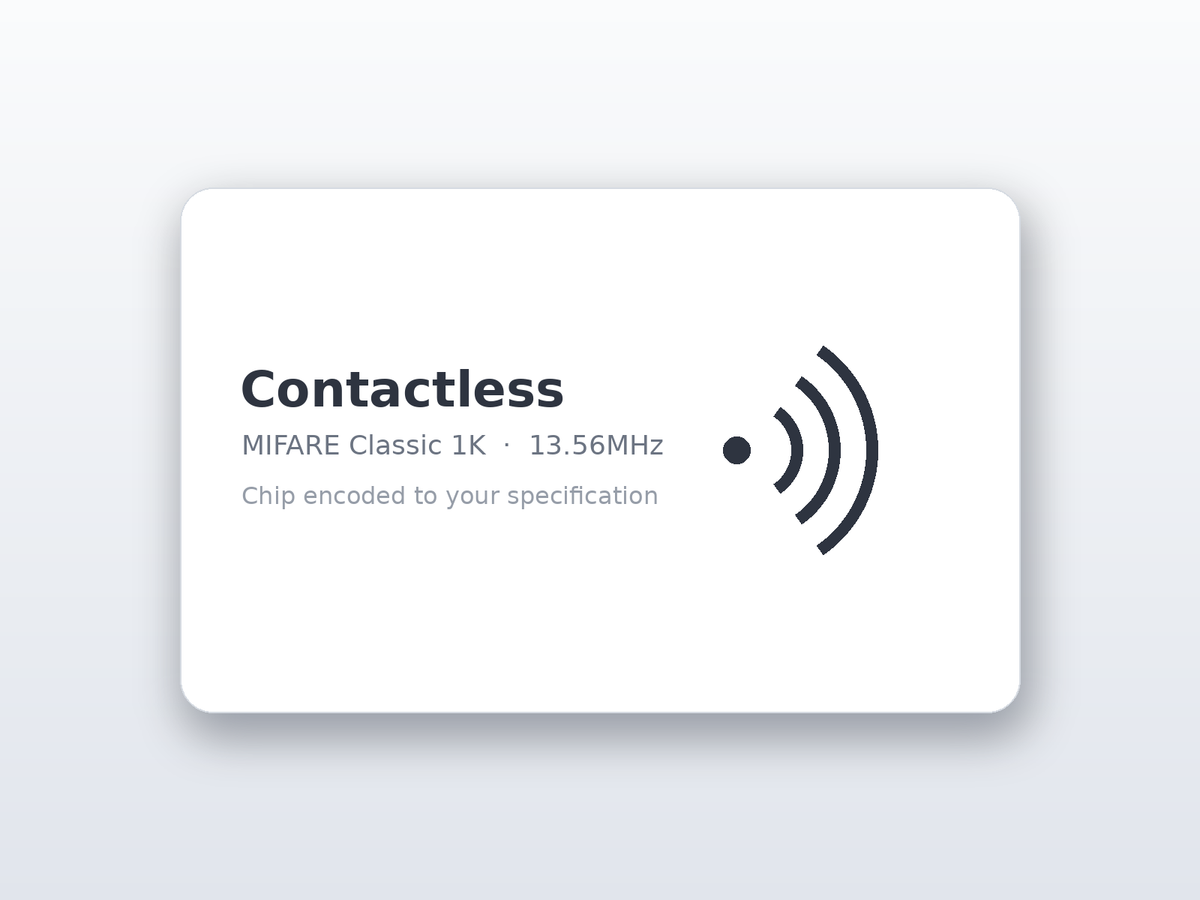 Printed plastic contactless card with MIFARE Classic 1K chip